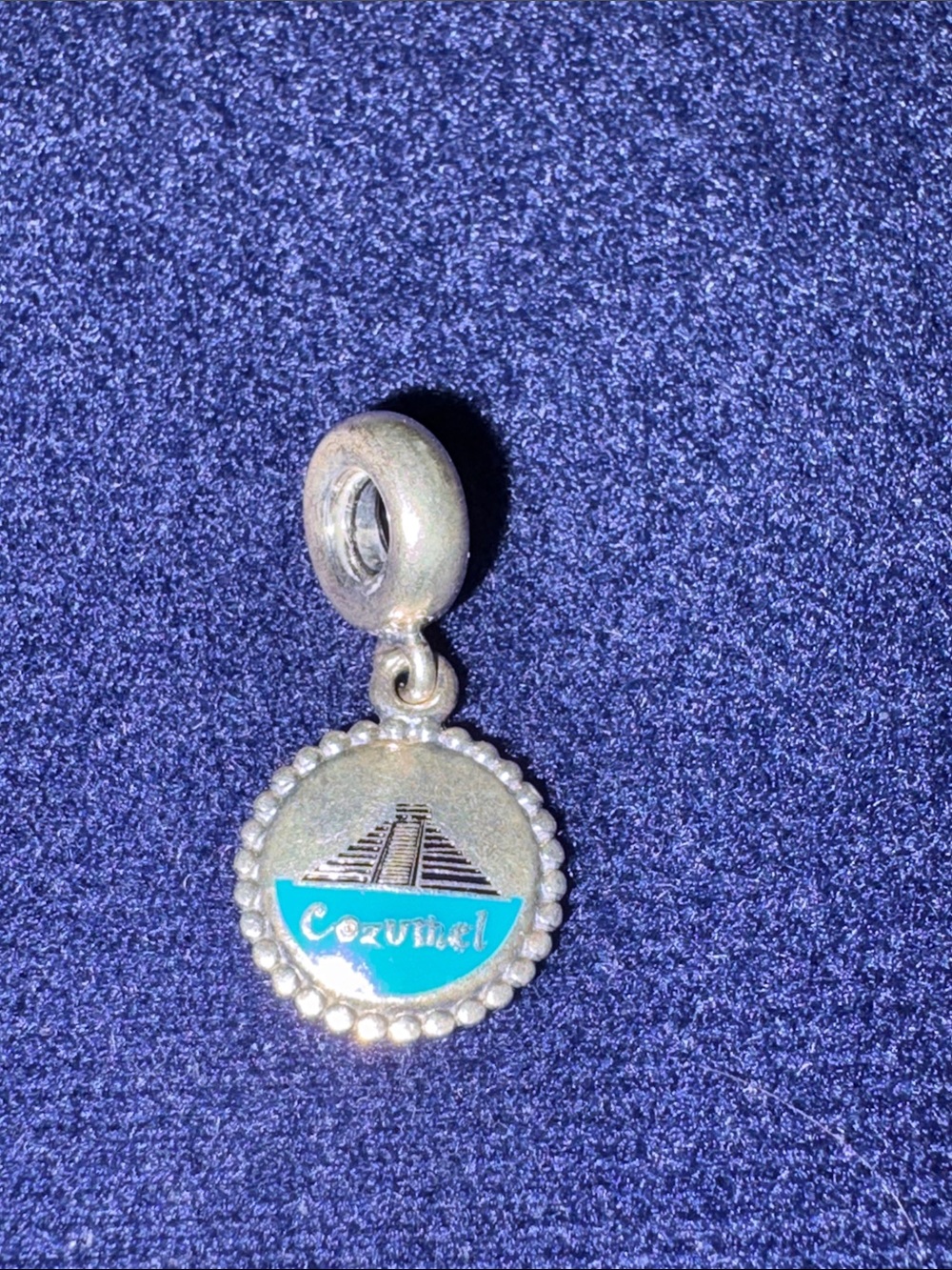 Pandora Silver Charm with Turquoise Enamel Cozumel Detail